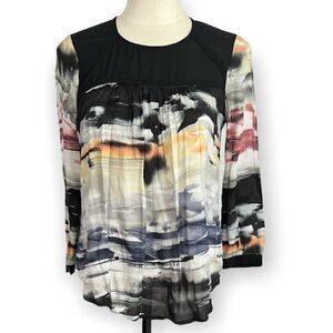 Anthropologie dRA Black Print Top Size XS